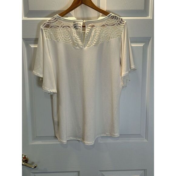 Worthington Women's Size XL Short Sleeve Top Shirt Blouse Off-white - Picture 2 of 5